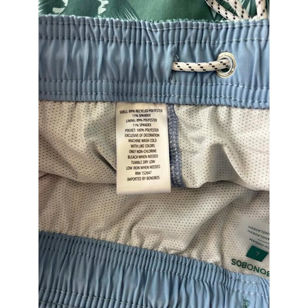 Bonobos Mens Large Floral Swim Trunks Teal Green 7 Inch Inseam BOE26115RO NWT